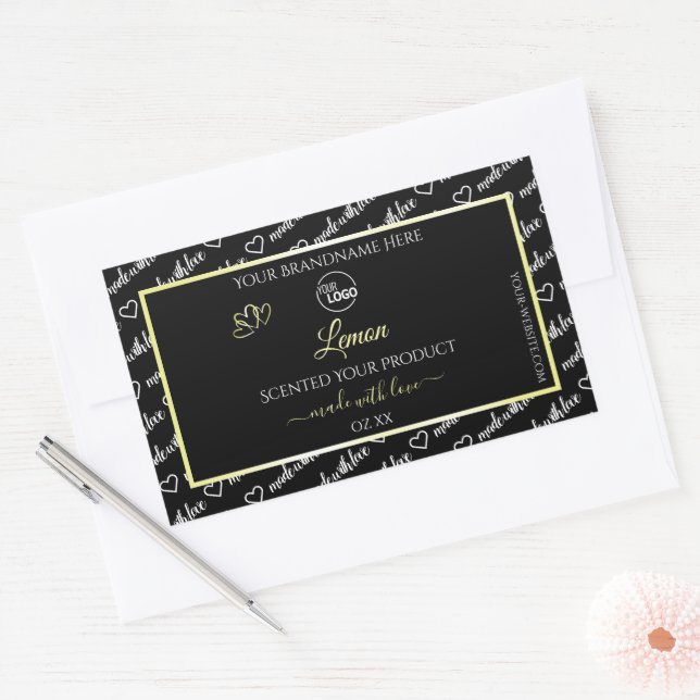 Black and White Word Art Cream Product Labels Logo (Envelope)