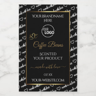 Black and White Word Art Gold Product Labels Logo