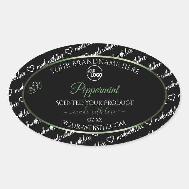 Black and White Word Art Green Product Labels Logo (Front)