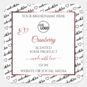 Black and White Word Cloud Logo Product Labels Red