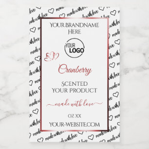 Black and White Word Cloud Logo Product Labels Red