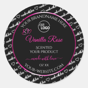Black and White Word Cloud Pink Product Label Logo