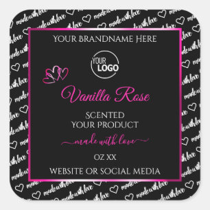 Black and White Word Cloud Pink Product Label Logo