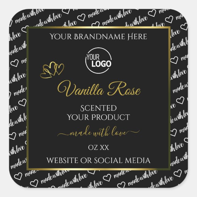 Black and White Word Cloud Product Label Logo Gold (Front)