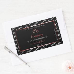 Black and White Word Cloud Product Label Red Heart