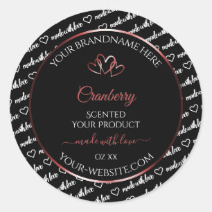 Black and White Word Cloud Product Label Red Heart