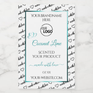 Black and White Word Cloud Product Label Teal Logo