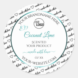 Black and White Word Cloud Product Label Teal Logo
