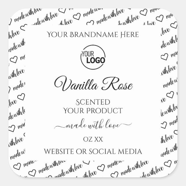 Black and White Word Cloud Product Label with Logo (Front)