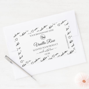 Black and White Word Cloud Product Label with Logo