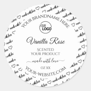 Black and White Word Cloud Product Label with Logo