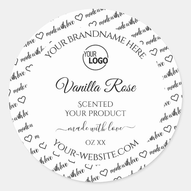 Black and White Word Cloud Product Label with Logo (Front)