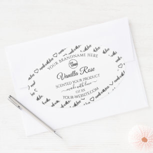 Black and White Word Cloud Product Label with Logo