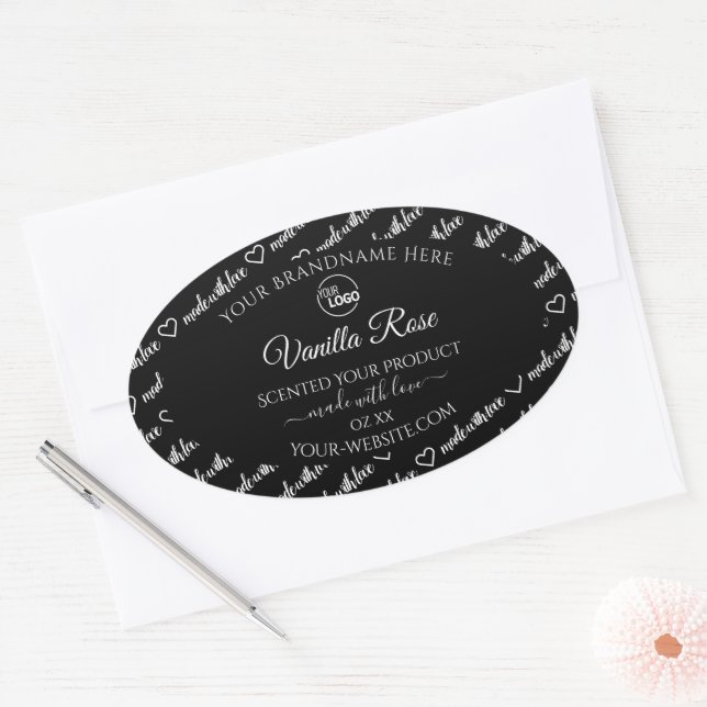 Black and White Word Cloud Product Labels Add Logo (Envelope)