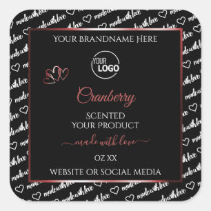 Black and White Word Cloud Red Product Labels Logo