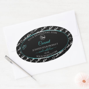 Black and White Word Cloud Teal Product Label Logo