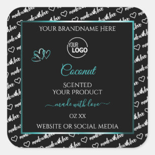 Black and White Word Cloud Teal Product Label Logo