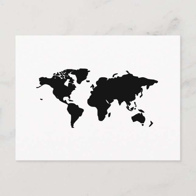 Black and white world illustration postcard (Front)