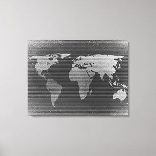 Black and white world map canvas print