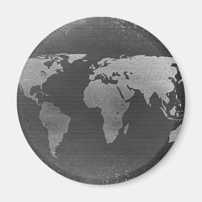 Black and white world map magnet (Front)