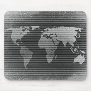 Black and white world map mouse mat