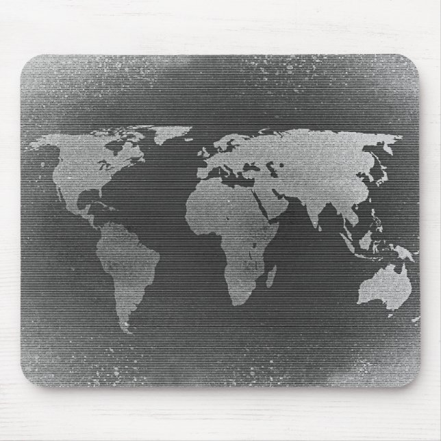 Black and white world map mouse mat (Front)