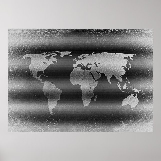 Black and white world map poster (Front)