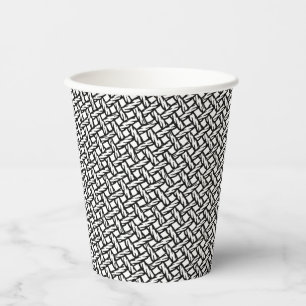 Black and white woven patttern paper cups
