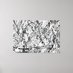 BLACK AND WHITE XLV - Action painting -Abstract- Canvas Print
