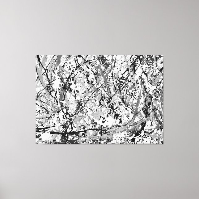 BLACK AND WHITE XLV - Action painting -Abstract- Canvas Print (Front)