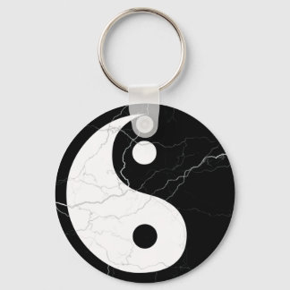 Black and White Yin and Yang Key Ring
