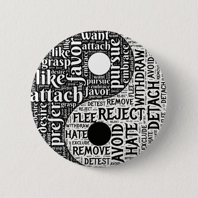 Black and White Yin and Yang Opposites 6 Cm Round Badge (Front)