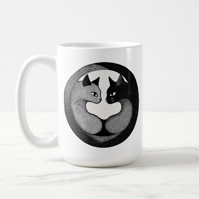 🐱 Black And White Yin Yang Cats Gift  Coffee Mug (Left)