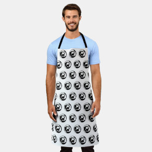 Black And White Yin Yang Dolphins Apron