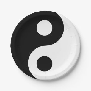 Black and White Yin Yang Paper Plate