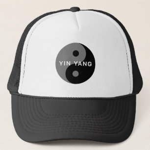 Black and white Yin Yang symbol trucker hat