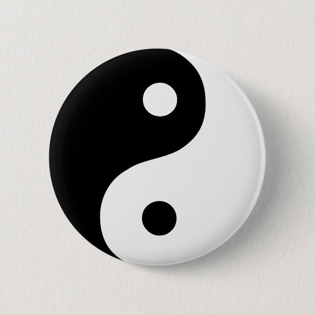 Black and White Yin Yang Taoist Symbol 6 Cm Round Badge (Front)