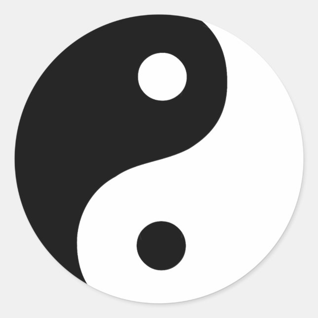 Black and White Yin Yang Taoist Symbol Classic Round Sticker (Front)
