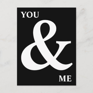 Black and White You and Me Ampersand Postcard