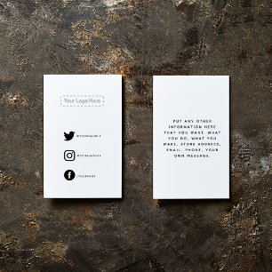 Black and white your logo social links enclosure card