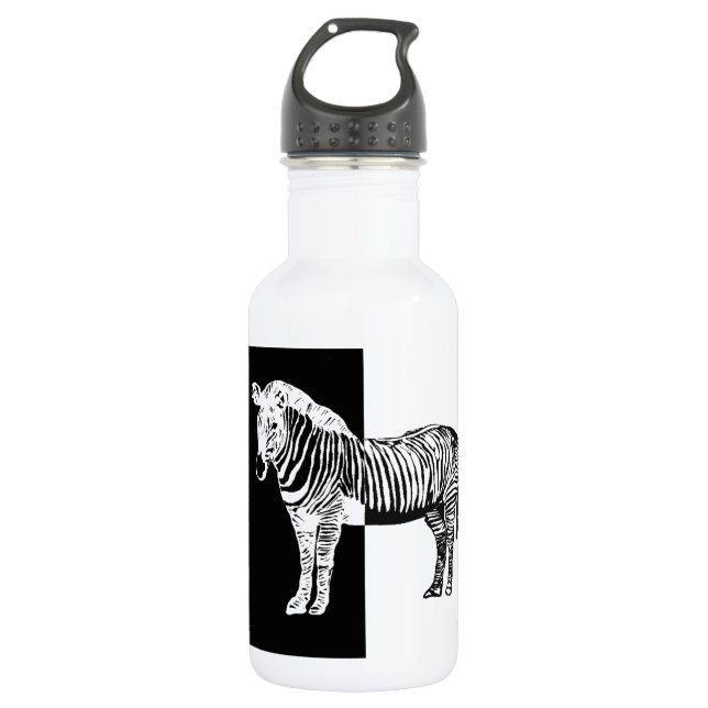 Black and white zebra 532 ml water bottle (Front)
