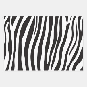 Black and White Zebra Animal Print Wrapping Paper Sheet