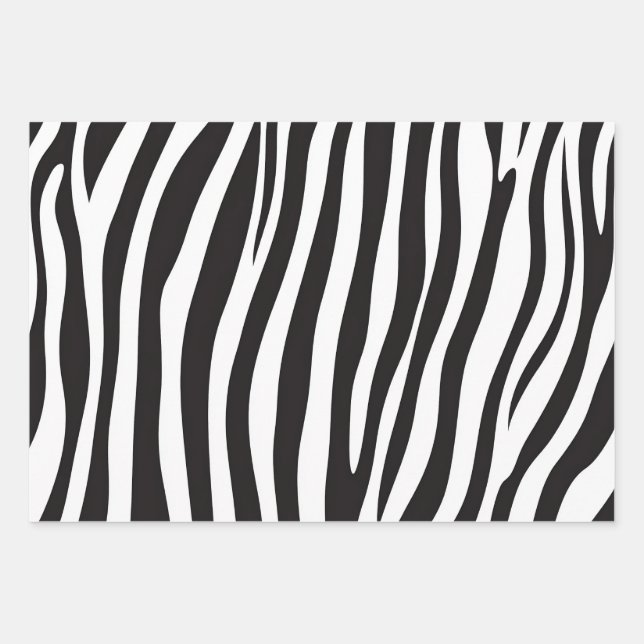 Black and White Zebra Animal Print Wrapping Paper Sheet (Front)