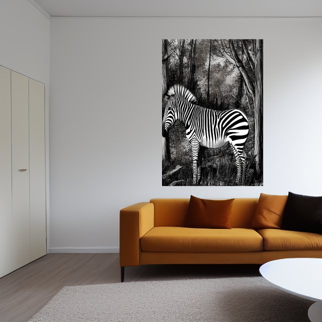 Black and white Zebra art | AI Art Poster (Creator Uploaded)