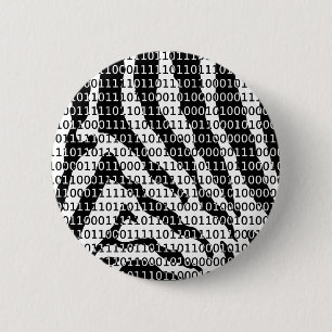Black and White Zebra Binary Code 6 Cm Round Badge