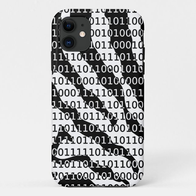 Black and White Zebra Binary Code Case-Mate iPhone Case (Back)