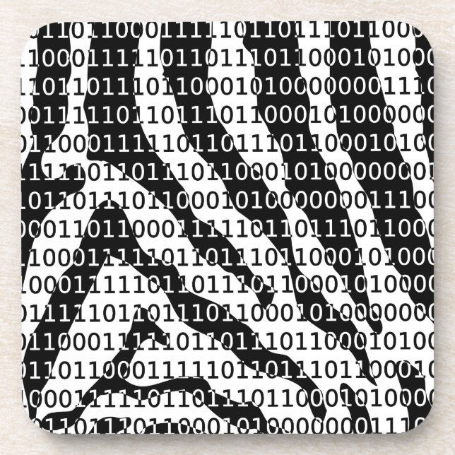 Black and White Zebra Binary Code Coaster (Front)