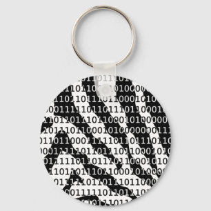 Black and White Zebra Binary Code Key Ring