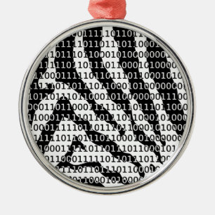 Black and White Zebra Binary Code Metal Tree Decoration