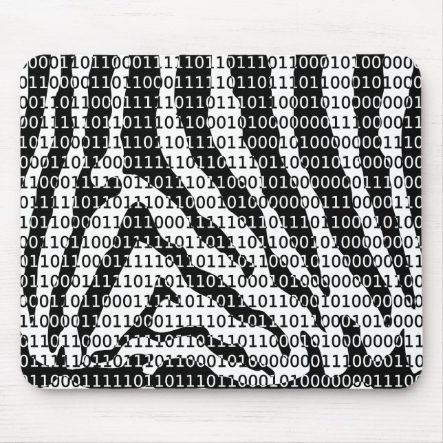 Black and White Zebra Binary Code Mouse Mat (Front)